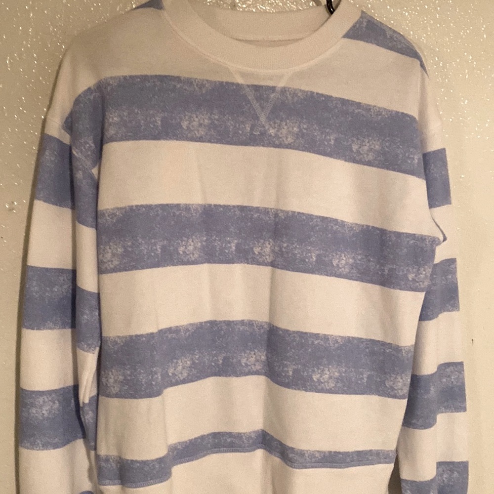Size M, blue & white striped, light-weight sweatshirt, excellent condition!
